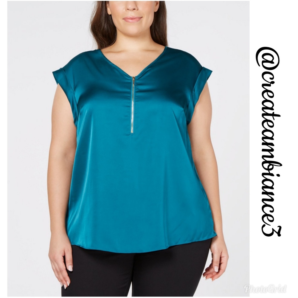 JM Collection Zip Front Blouse